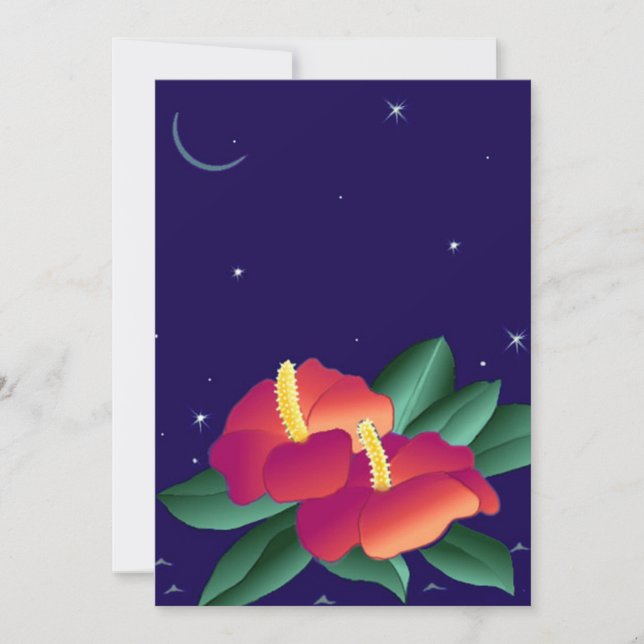 Polynesian Floral Tiki Tropical Nights Invitation (Front)