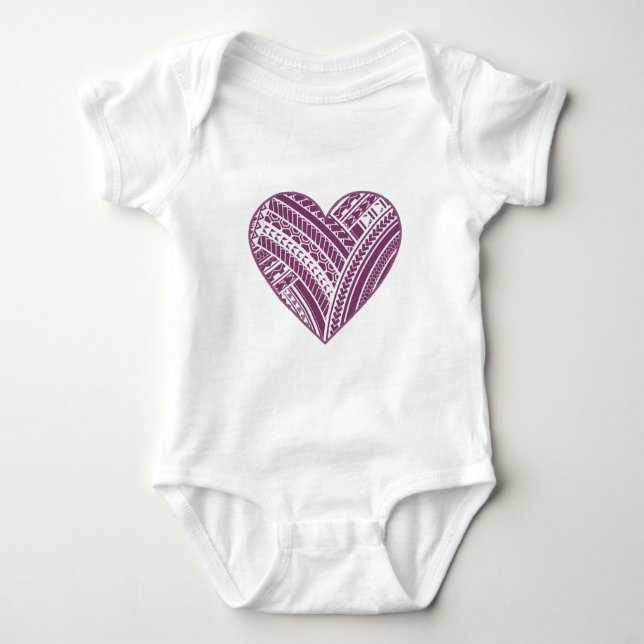 Polynesian Heart Baby Bodysuit (Front)