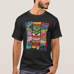 Polynesian Luau Party Hawaiian Tiki Mask Hawaii Ti T-Shirt