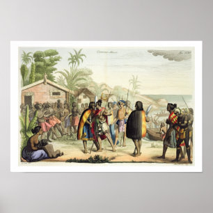 Polynesian Natives Greeting and Rubbing Noses, eng Poster