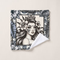 Polynesian Princess Blue Floral Tribal