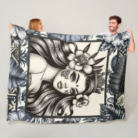 Polynesian Princess Blue Floral Tribal