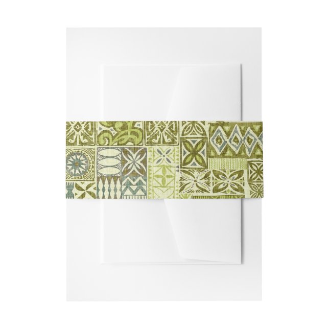 Polynesian Tapa Kapa  Invitation Belly Band (Front Example)