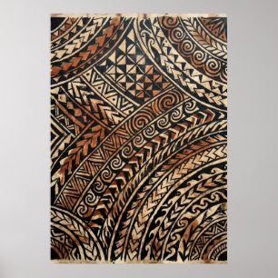 Polynesian Tribal Art Poster   Maori Tattoo Inspir