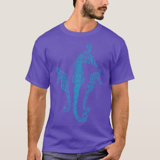 Polynesian Tribal Pattern Seahorses Hawaiian Block T-Shirt