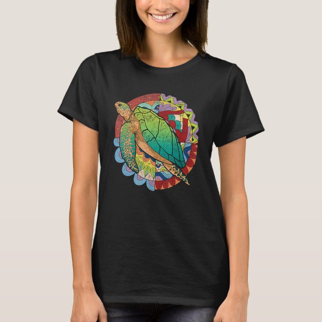 Polynesian Tribal Sea Animal  Colourful Hawaiian T T-Shirt (Front)