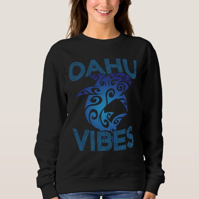 Polynesian Tribal Shark Oahu Hawaii Vibes Tropical Sweatshirt (Front)