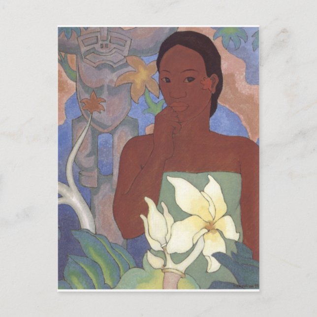 Polynesian Woman and Tiki by Arman Manookian, 1929 Postcard (Front)