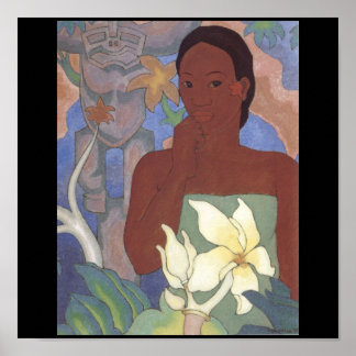 Polynesian Woman and Tiki by Arman Manookian, 1929 Poster