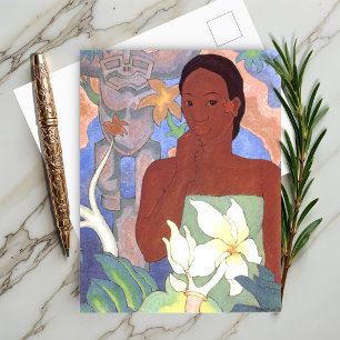 Polynesian Woman and Tiki  Postcard