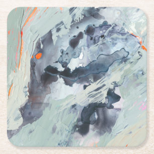 Polyphonic Sea - Blue Square Paper Coaster