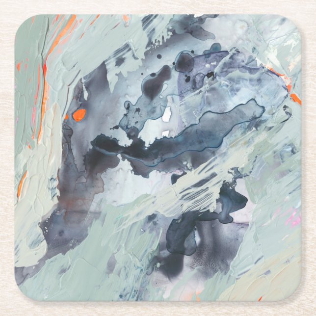 Polyphonic Sea - Blue Square Paper Coaster (Front)