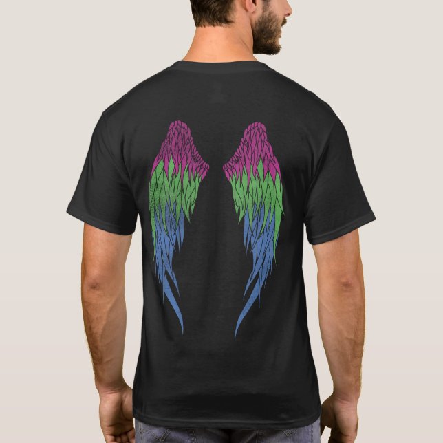 Polysexual Flag - Angel Wings T-Shirt (Back)