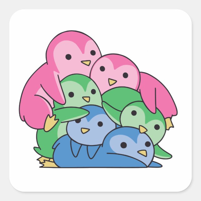 Polysexual Flag Pride Lgbtq Cute Penguin Square Sticker (Front)