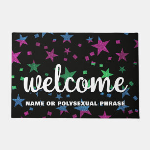 Polysexual Glitter Stars One Love All Are Welcome  Doormat