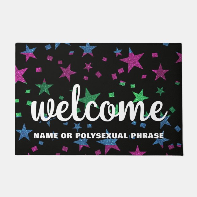 Polysexual Glitter Stars One Love All Are Welcome  Doormat (Front)