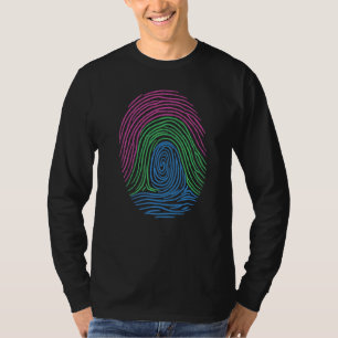 Polysexual Pride Flag Fingerprint Polysexual T-Shirt