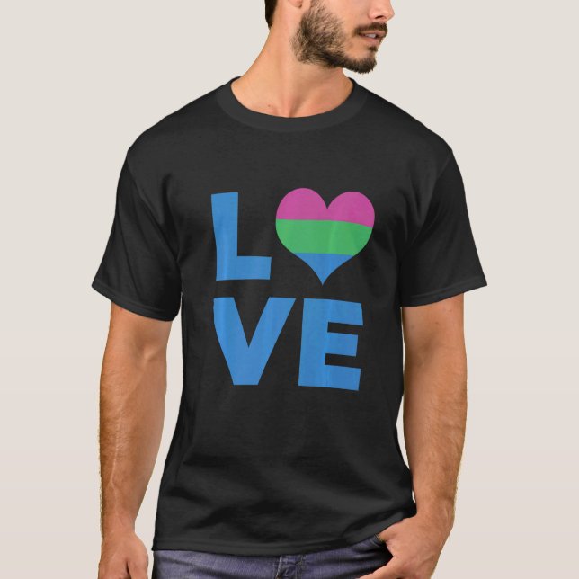 Polysexual Pride Flag Love Polysexual T-Shirt (Front)