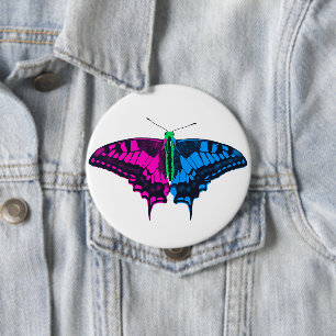 Polysexual Pride Flag Swallowtail Butterfly 10 Cm Round Badge