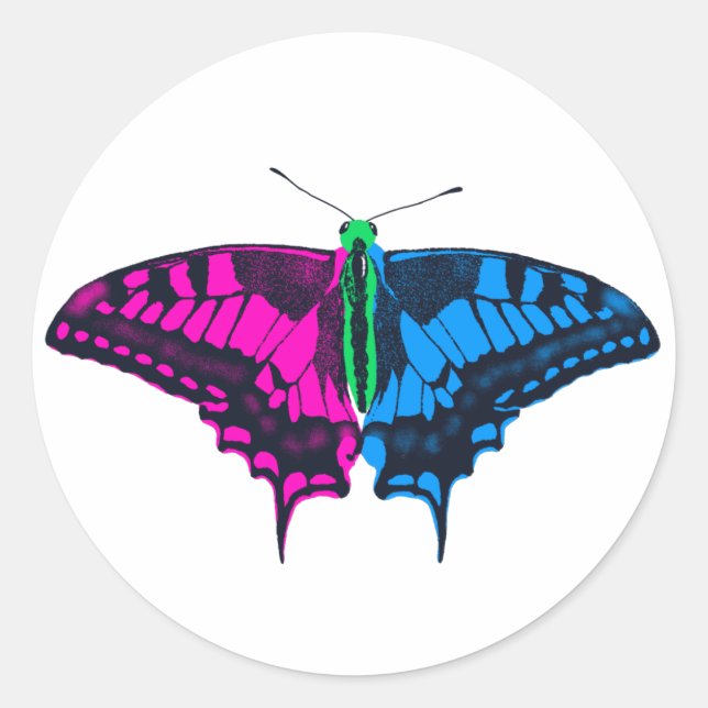 Polysexual Pride Flag Swallowtail Butterfly Classic Round Sticker (Front)