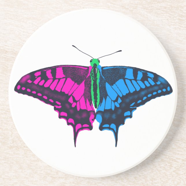 Polysexual Pride Flag Swallowtail Butterfly Coaster (Front)