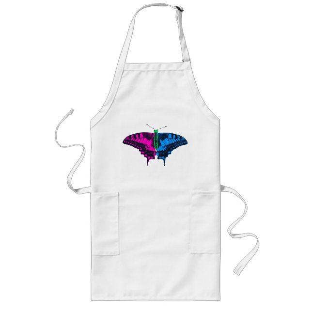 Polysexual Pride Flag Swallowtail Butterfly Long Apron (Front)