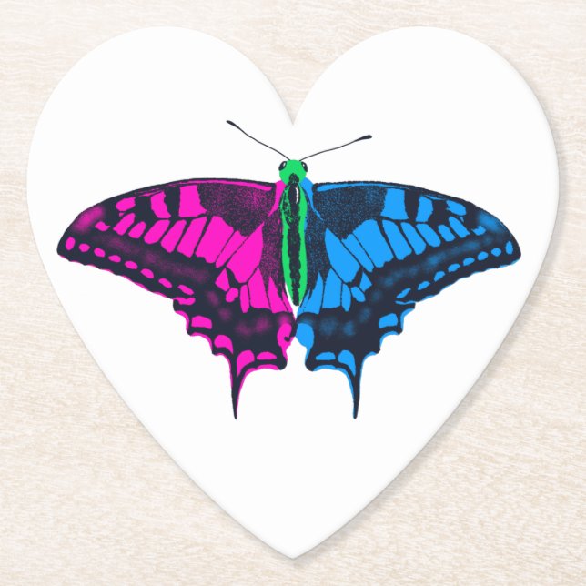 Polysexual Pride Flag Swallowtail Butterfly Paper Coaster (Front)