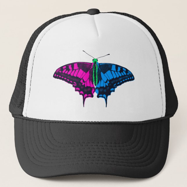 Polysexual Pride Flag Swallowtail Butterfly Trucker Hat (Front)