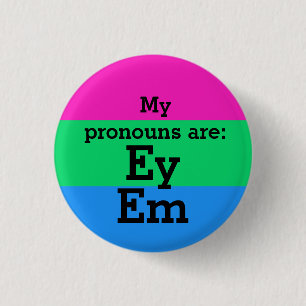 Polysexuality Flag with Ey/Em Pronouns 3 Cm Round Badge