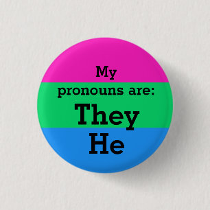 Polysexuality Flag with They/He Pronouns 3 Cm Round Badge