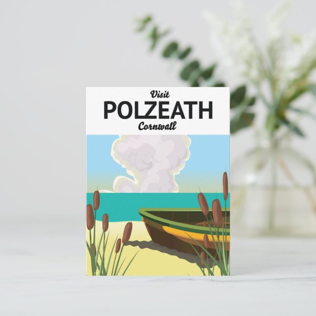 Polzeath, Cornwall Seaside travel poster  Postcard (Standing Front)