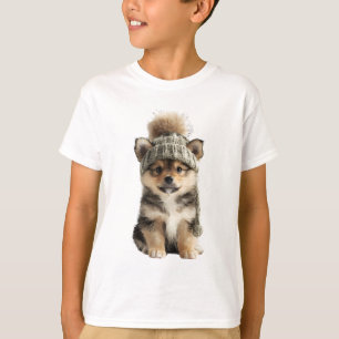 Pom Beanie Shiba Puppy Kids T-Shirt