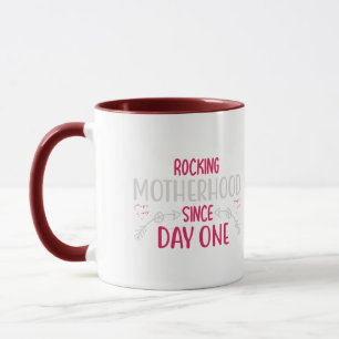 POM MOM Cute Pompom Typography Two Tone Mug