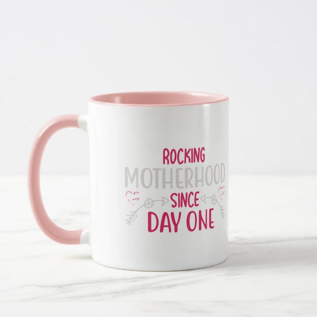 POM MOM Cute Pompom Typography Two Tone Mug (Left)