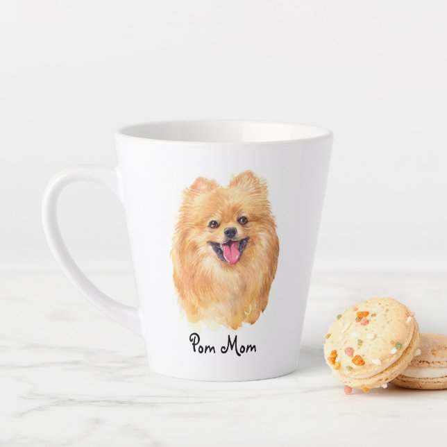 Pom Mum Illustrated Pomeranian Latte Mug (In Situ)