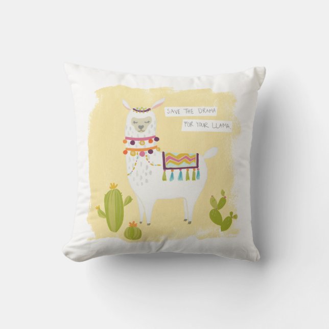 Pom Pom Llama Rama- Save the Drama for Your Llama Cushion (Front)