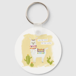 Pom Pom Llama Rama- Save the Drama for Your Llama Key Ring