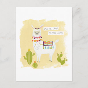 Pom Pom Llama Rama- Save the Drama for Your Llama Postcard