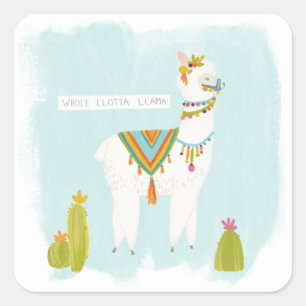 Pom Pom Llama Rama - Whole Lotta Llama Square Sticker