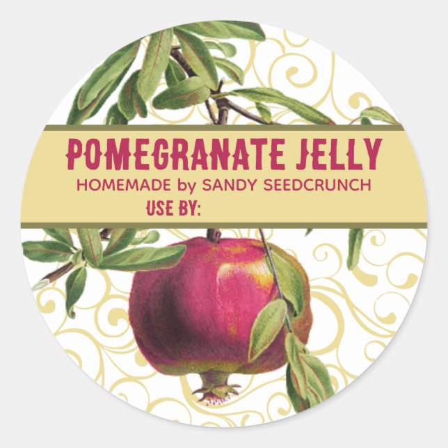 Pom pomegranate personalised fruit canning label (Front)