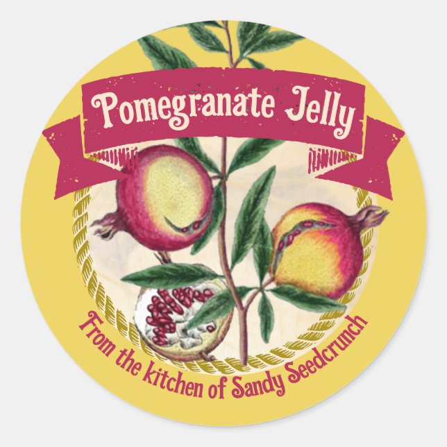 Pom pomegranate personalised fruit canning label (Front)