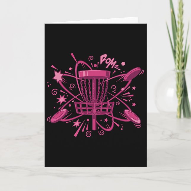 Pom Star Disc Golf Basket Fun Art  Card (Front)