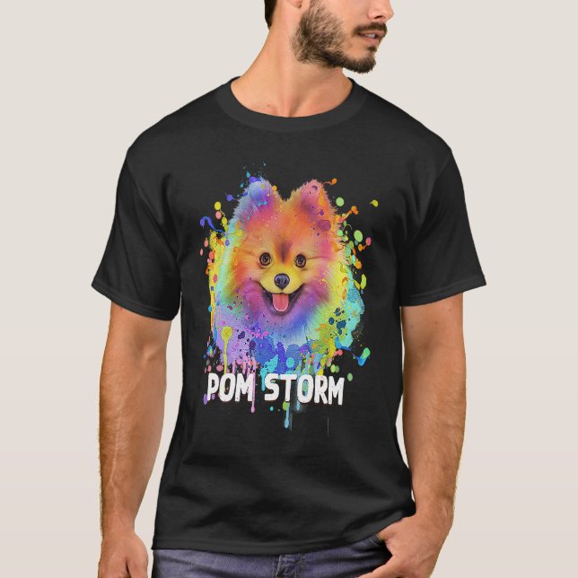 Pom Storm  Pomeranian Humor Pom Pom Dog  Dog Theme T-Shirt (Front)