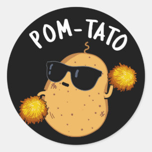 Pom-tato Funny Potato Pun Dark BG Classic Round Sticker