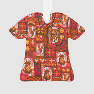 Pomaika’i Tiki Hawaiian Vintage Tapa Aloha Shirt Ornament