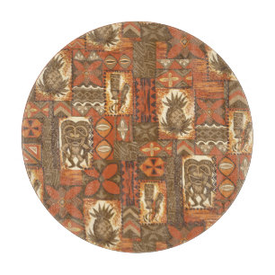 Pomaika’i Tiki Hawaiian Vintage Tapa Cutting Board