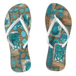 Pomaika’i Tiki Hawaiian Vintage Tapa Jandals