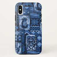 Pomaika’i Tiki Hawaiian Vintage Tapa Navy