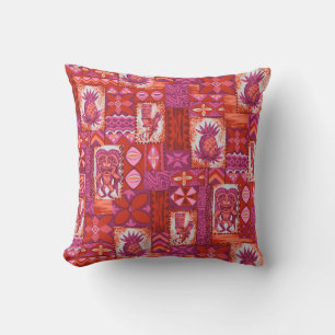 Pomaika’i Tiki Hawaiian Vintage Tapa Outdoor Outdoor Cushion