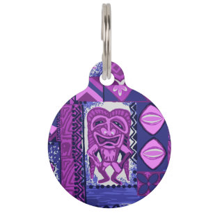Pomaika’i Tiki Hawaiian Vintage Tapa Pet Tag